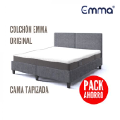 PACK AHORRO: Colchón Emma Hybrid Premium con base tapizada Emma